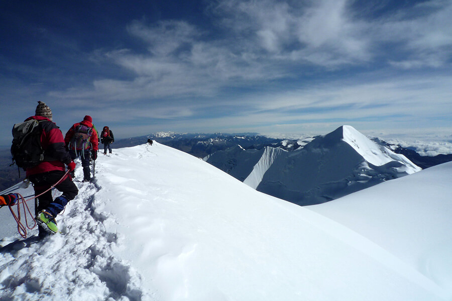 Ice climbing in Cordillera Real, the Andean Mountain range