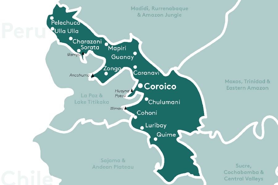 Cordillera Real & Yungas region map