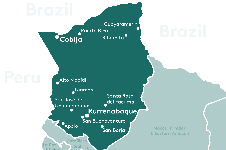 Madidi, Rurrenabaque & Amazon Jungle region map