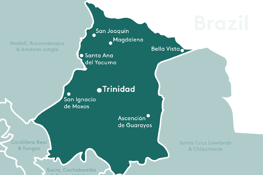 Moxos, Trinidad & Eastern Amazons region map