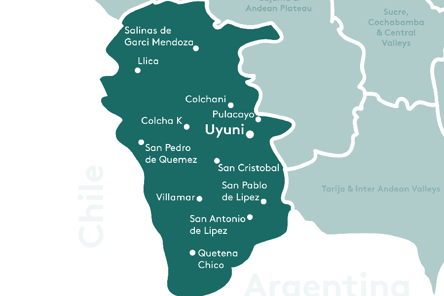 Uyuni Salt Flats & Sud Lipez region map